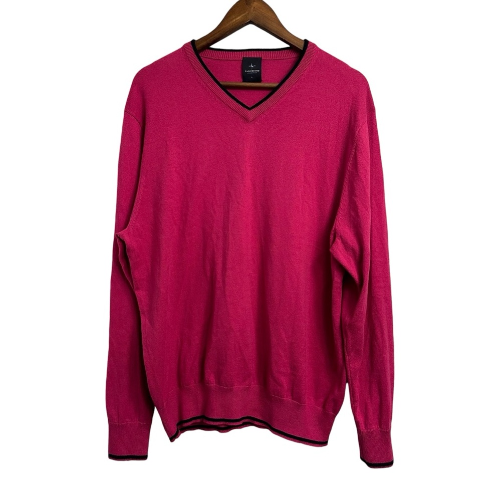 TailorByrd Collection Golf Pullover Sweater V-Neck Men’s Large Pink Preppy